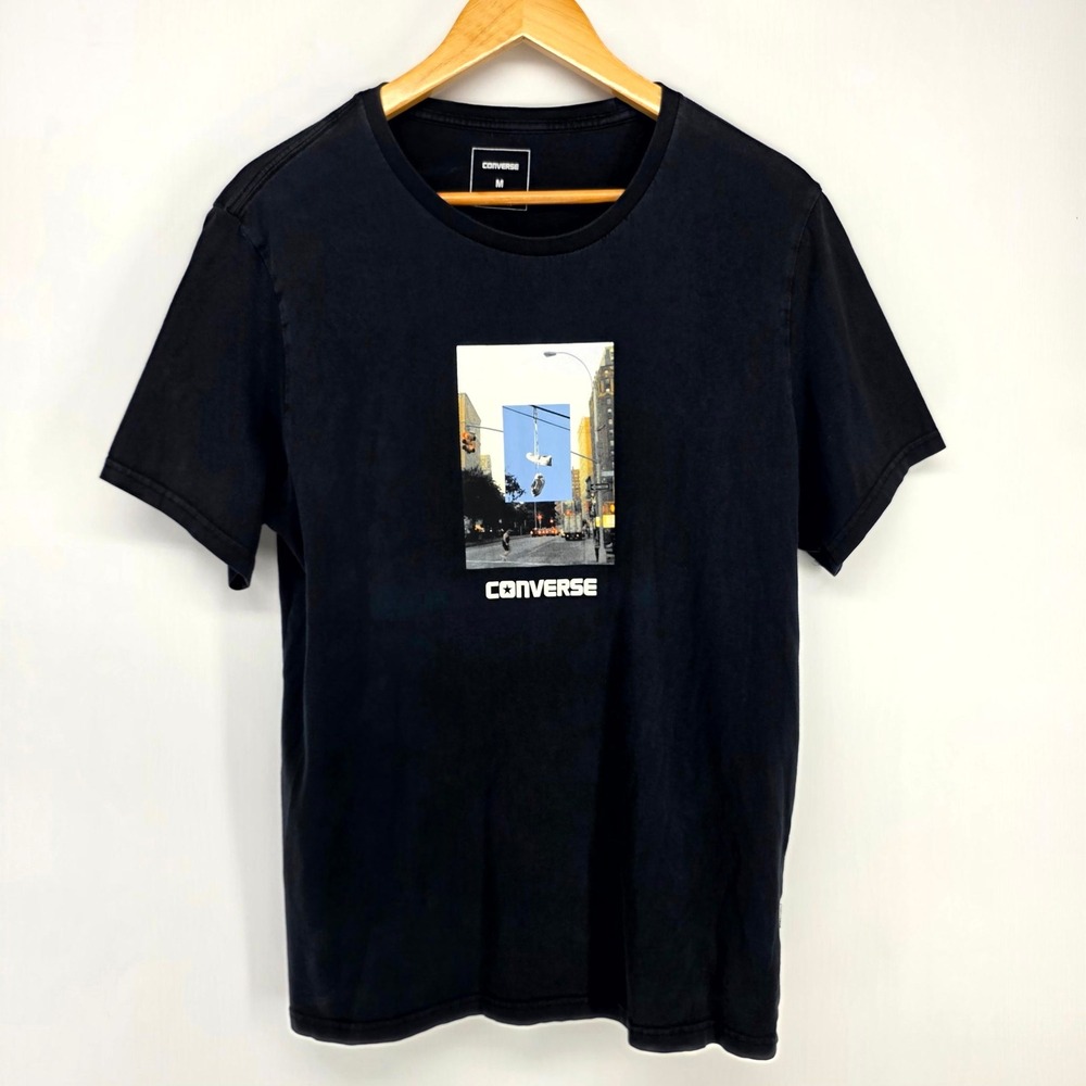 Converse Graphic Tee Mens M Black City Sneaker Photo Print Streetwear Shirt